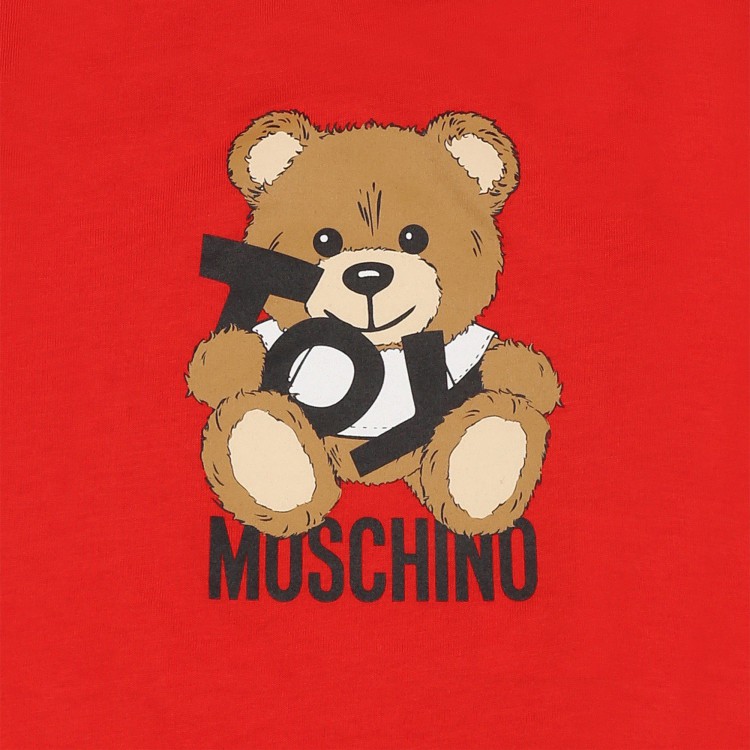 MOSCHINO T-shirt rossa con stampa Teddy neonati