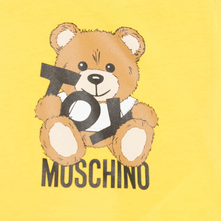 MOSCHINO T-shirt gialla con stampa Teddy neonati