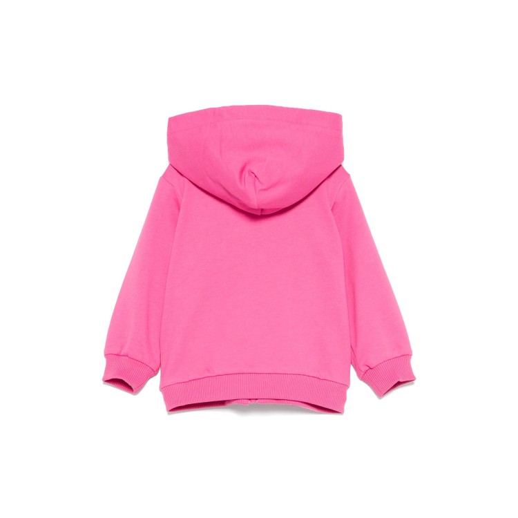 MOSCHINO Felpa fucsia full-zip con cappuccio neonata