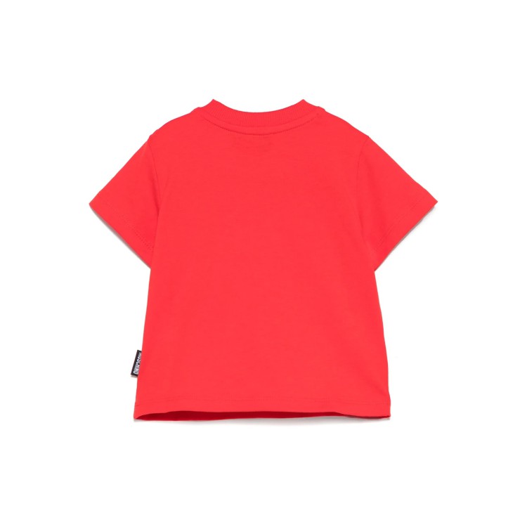 MOSCHINO T-shirt rossa con Teddy ricamato neonati