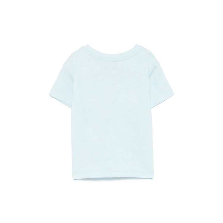 MOSCHINO T-shirt celeste con stampa Teddy logo neonati