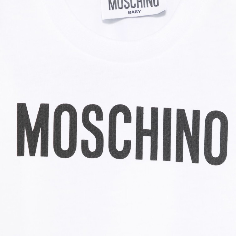 MOSCHINO T-shirt bianca con logo stampato neonati