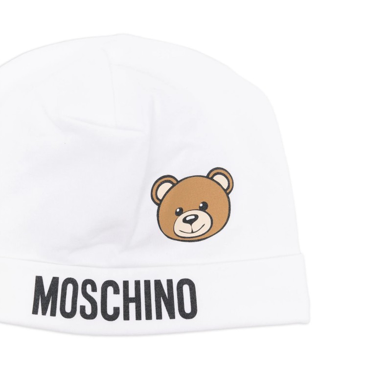 MOSCHINO Berretto bianco morbido logo e Teddy neonati