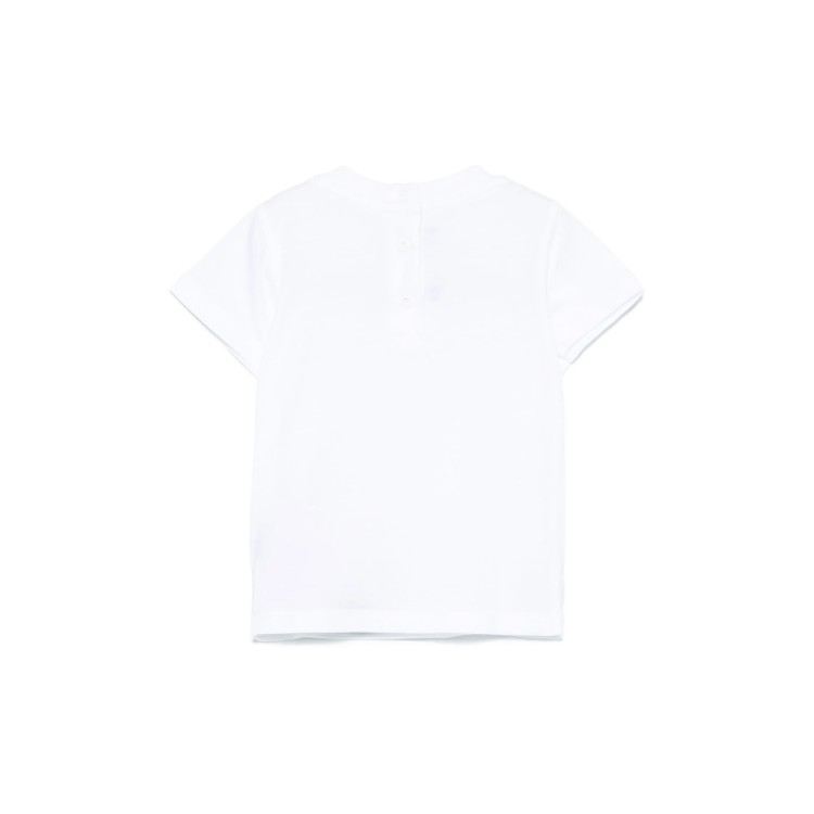 BALMAIN T-shirt bianca con logo argentato neonati