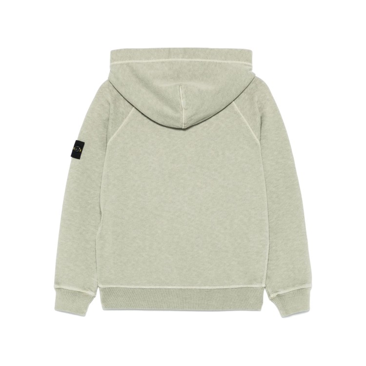 STONE ISLAND Felpa verde chiaro con cappuccio Compass bambini