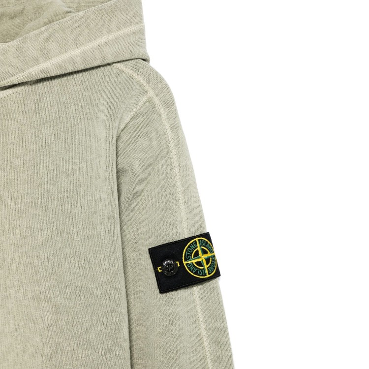 STONE ISLAND Felpa verde chiaro con cappuccio Compass bambini