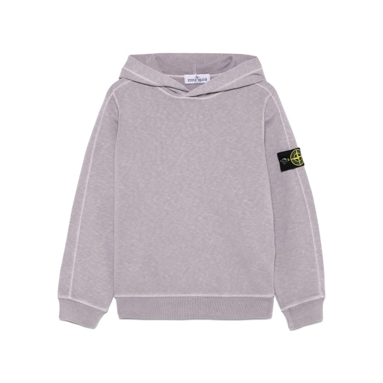 STONE ISLAND Felpa glicine con cappuccio Compass bambini