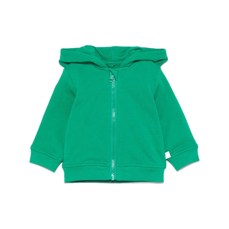 STELLA McCARTNEY Felpa verde full-zip con cappuccio e applicazioni neonati