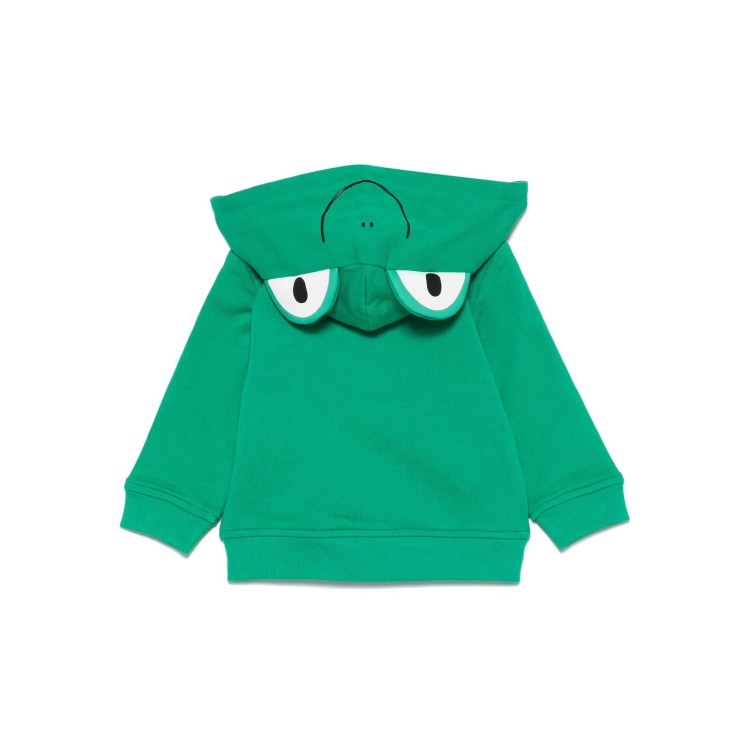 STELLA McCARTNEY Felpa verde full-zip con cappuccio e applicazioni neonati