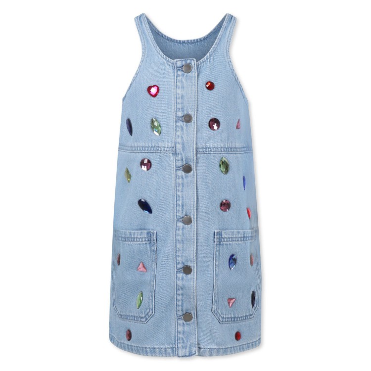 STELLA McCARTNEY Abito denim con decorazione gioiello bambina