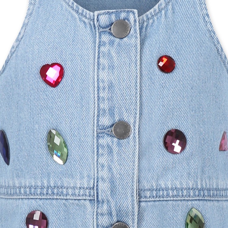 STELLA McCARTNEY Abito denim con decorazione gioiello bambina