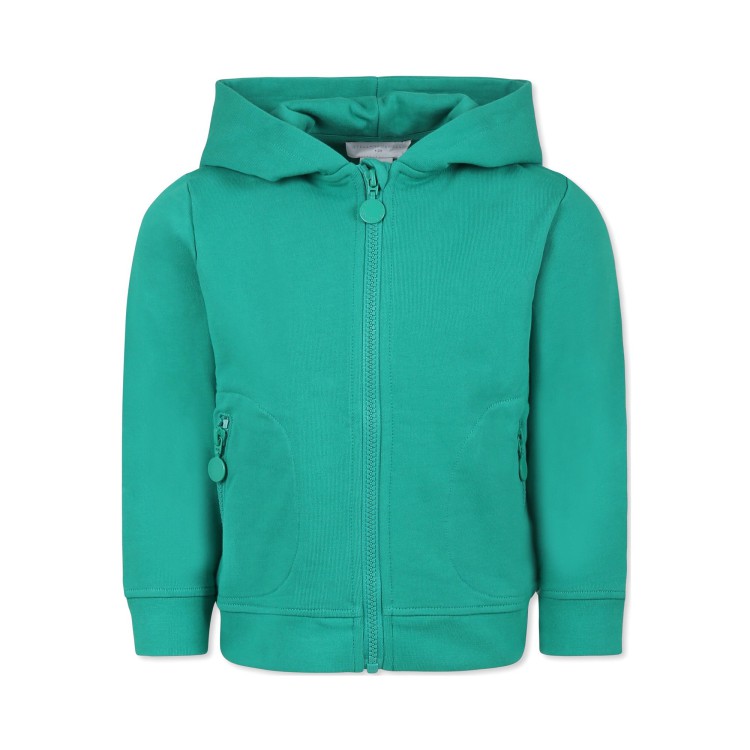 STELLA McCARTNEY Felpa verde full zip con cappuccio bambini