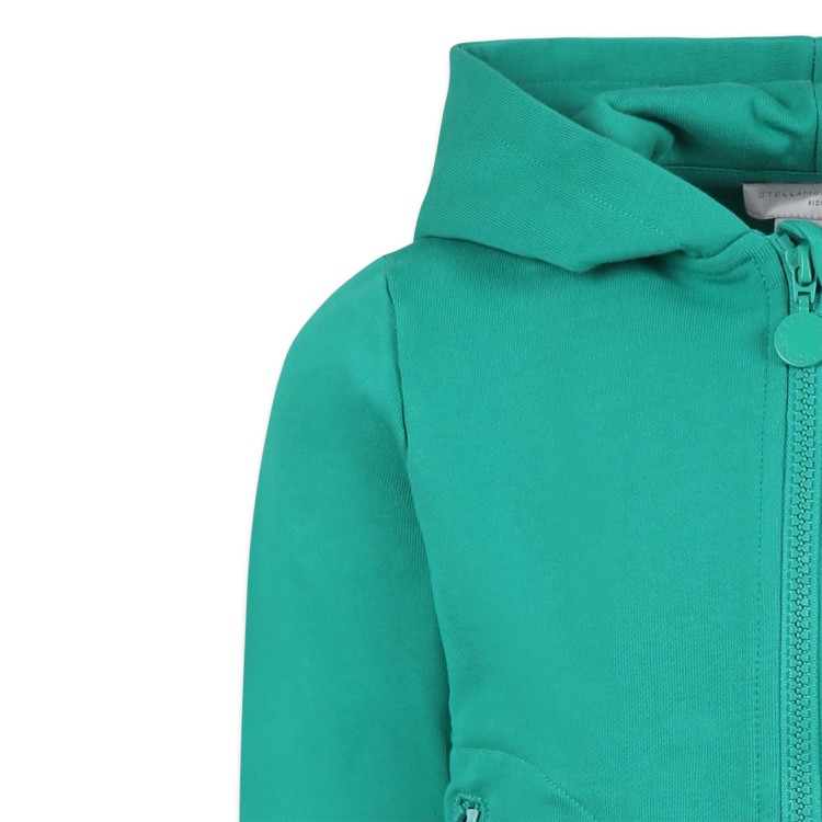 STELLA McCARTNEY Felpa verde full zip con cappuccio bambini