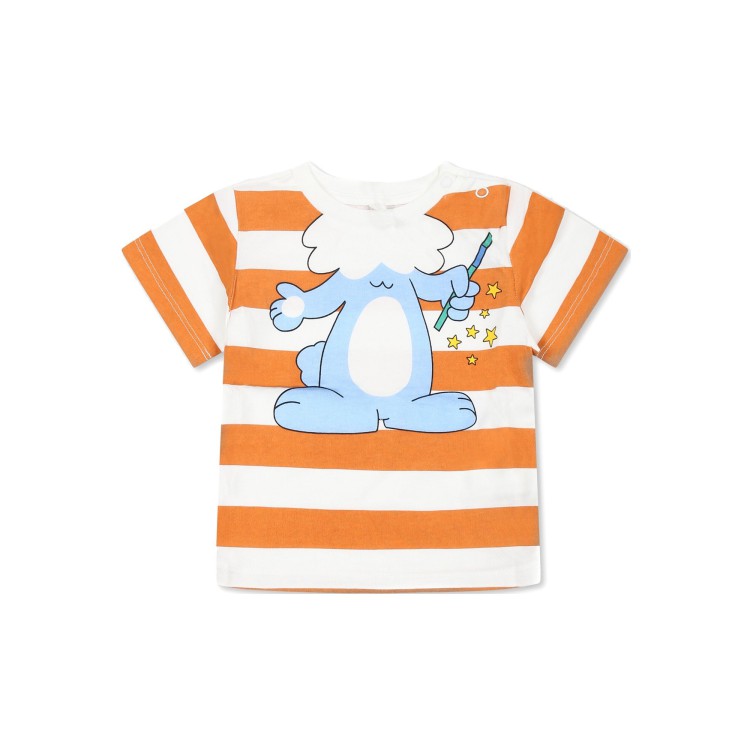 STELLA McCARTNEY T-shirt bianca e arancione con stampa neonato