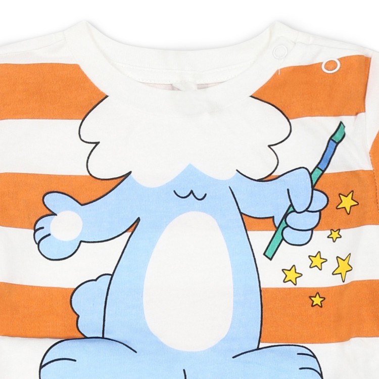 STELLA McCARTNEY T-shirt bianca e arancione con stampa neonato