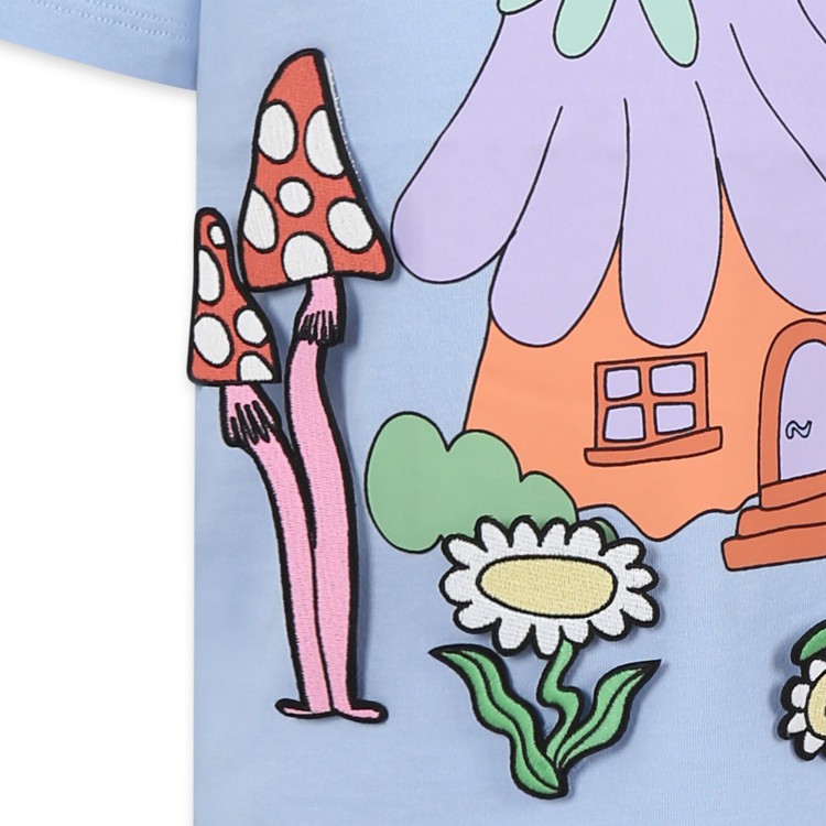 STELLA McCARTNEY T-shirt azzurra con stampa multicolore bambina