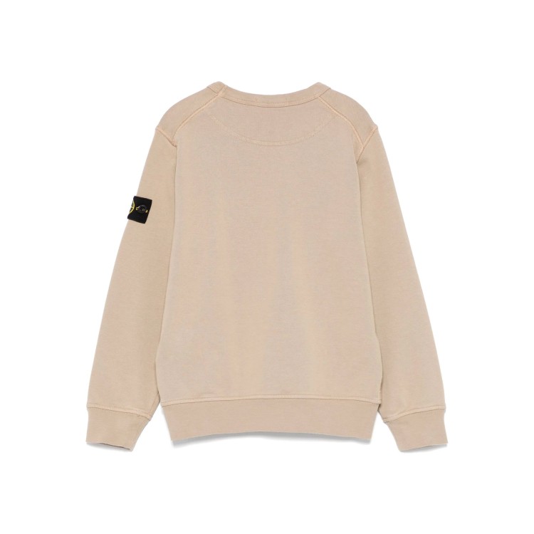 STONE ISLAND Felpa beige girocollo dettaglio Compass bambini