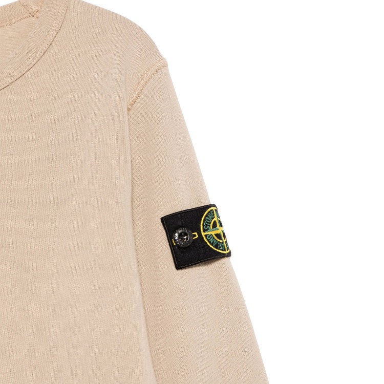 STONE ISLAND Felpa beige girocollo dettaglio Compass bambini