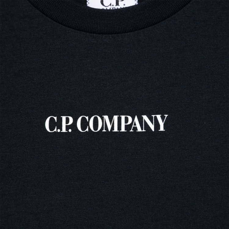 C.P. COMPANY T-shirt blu navy con logo stampato bambino