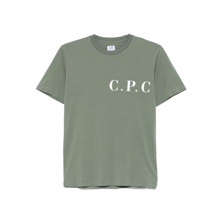 C.P. COMPANY T-shirt verde con stampa logo bambino