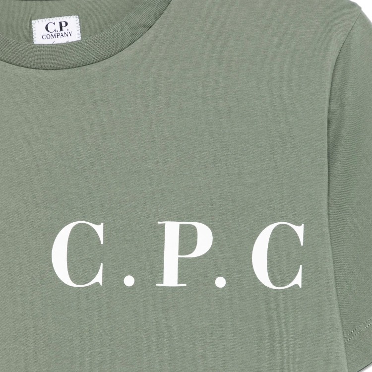 C.P. COMPANY T-shirt verde con stampa logo bambino