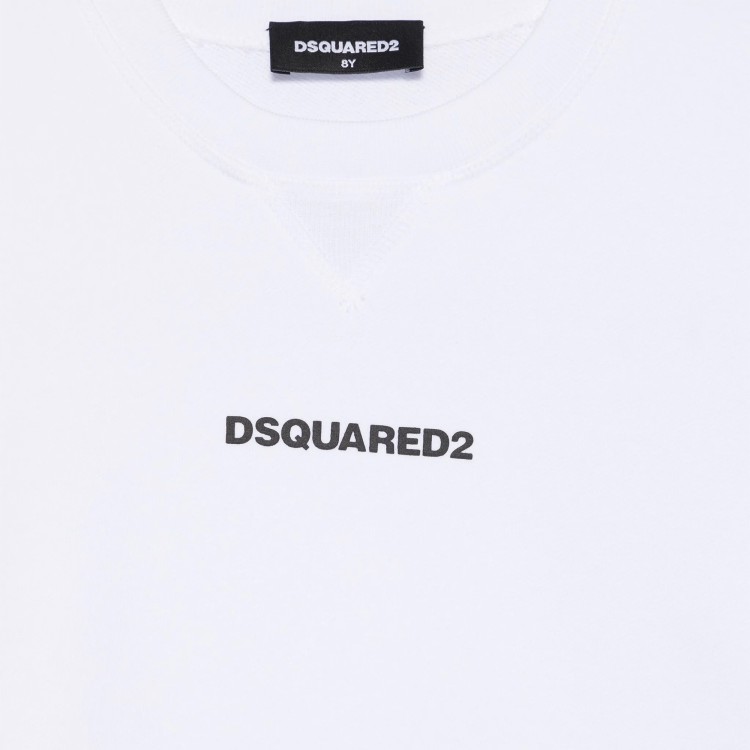 DSQUARED Felpa bianca girocollo con logo bambini