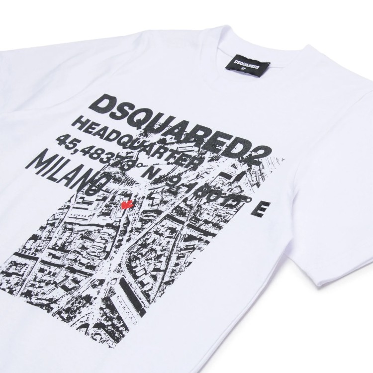 DSQUARED T-shirt bianca con stampa e logo bambini