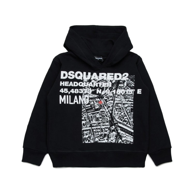 DSQUARED Felpa nera con stampa grafica bambini