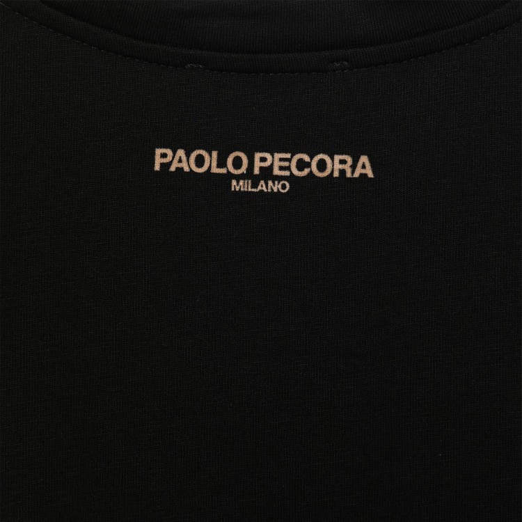 PAOLO PECORA T-shirt nera con logo bambino