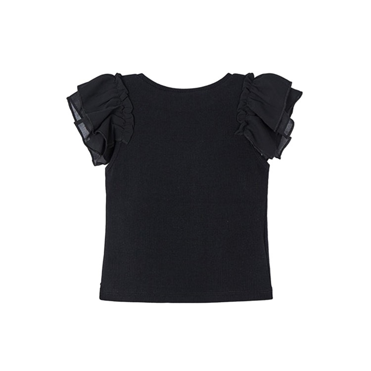 MAYORAL T-shirt nera volant chiffon bambina