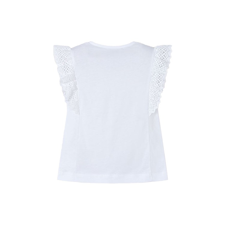 MAYORAL T-shirt bianca con maniche a balze bambina