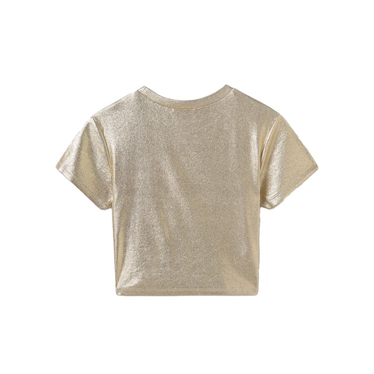 MAYORAL T-shirt dorata metallizzata a costine bambina