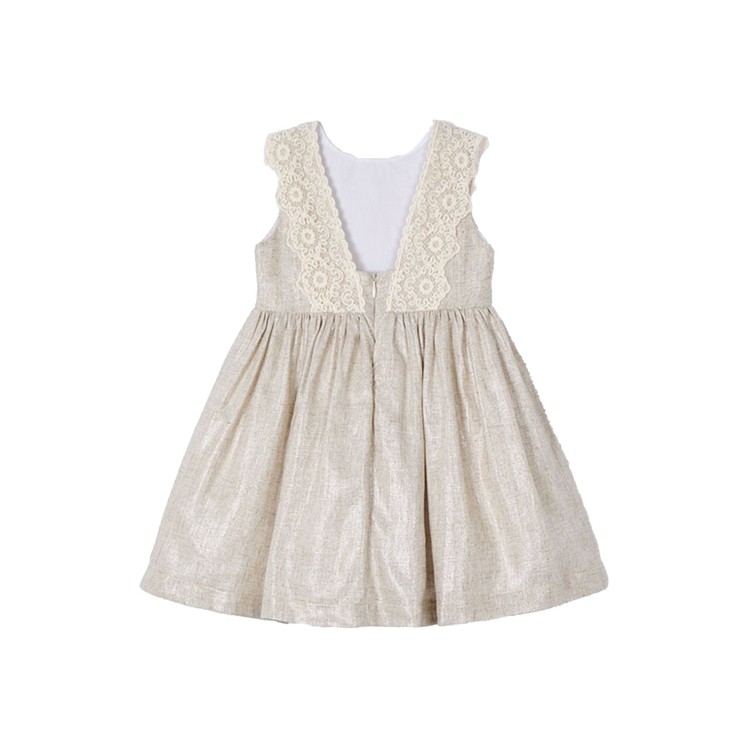 MAYORAL Abito beige in lino dettagli crochet bambina