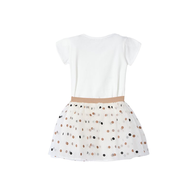 MAYORAL Set bianco e beige t-shirt e gonna bambina