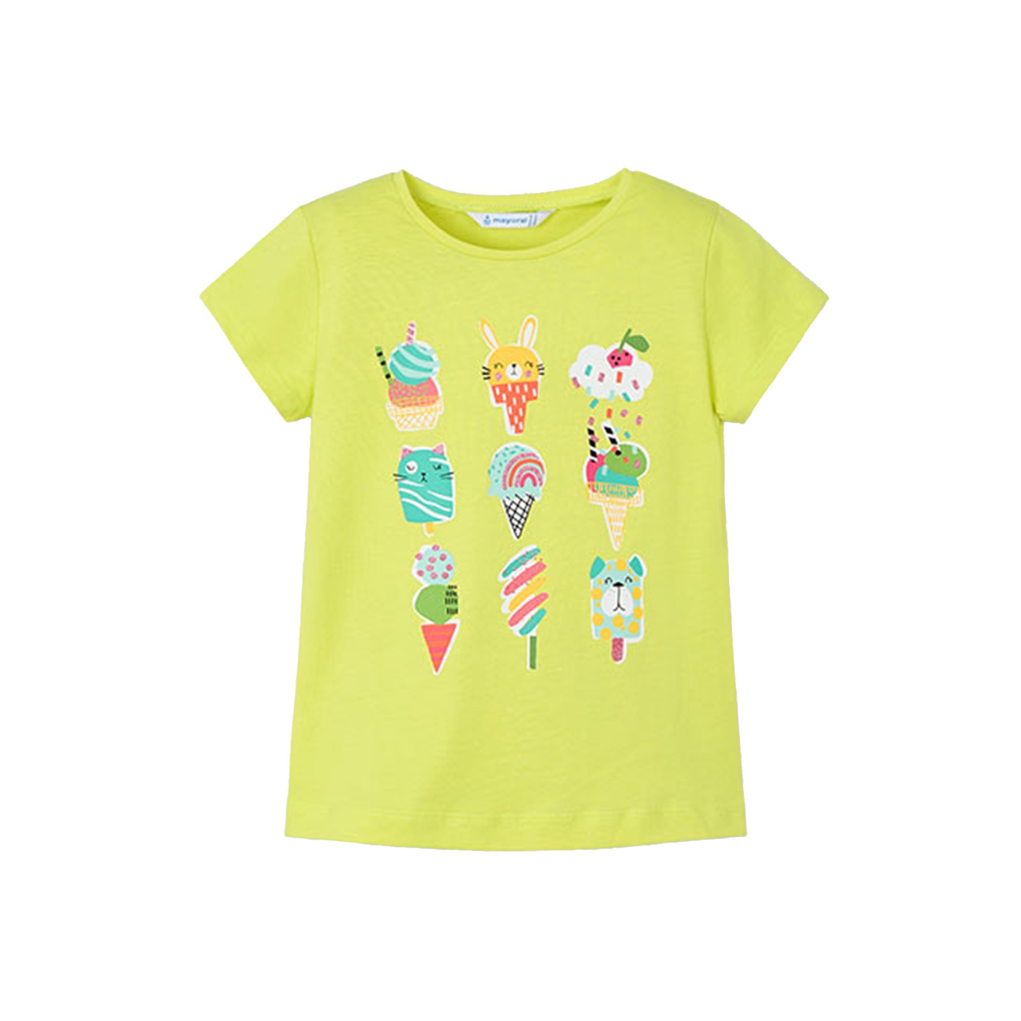 MAYORAL T-shirt verde con stampa gelati bambina