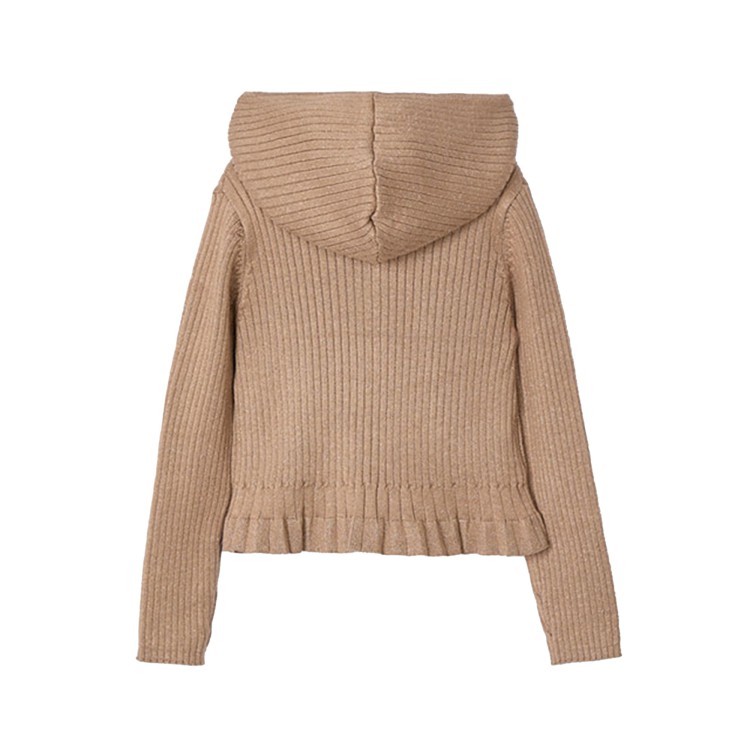 MAYORAL Felpa beige a costine full-zip con cappuccio bambina