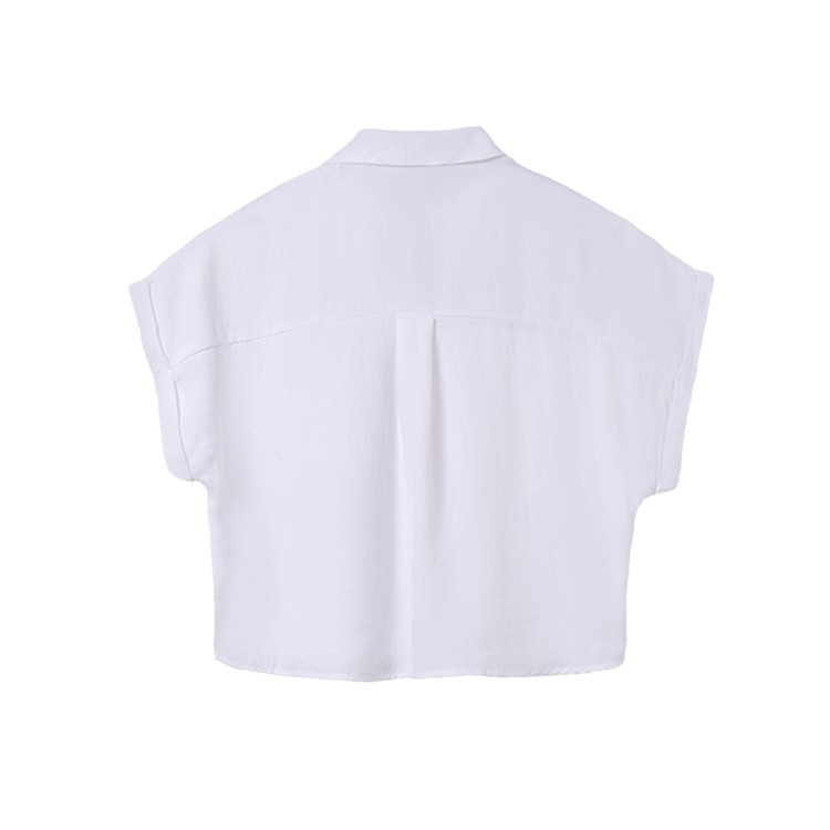 MAYORAL Camicia bianca cropped con tasche bambina