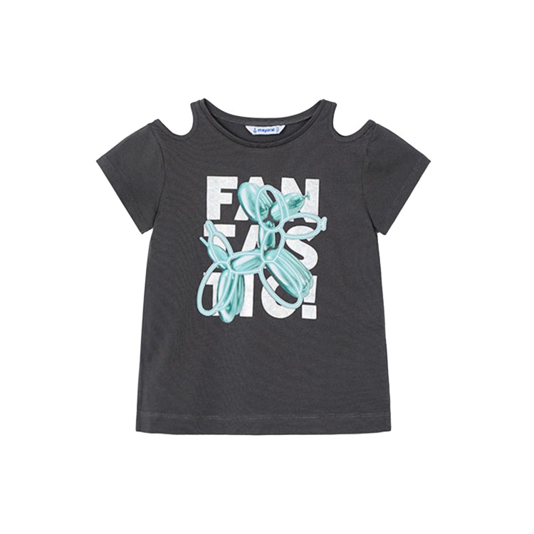 MAYORAL T-shirt antracite con spalle cut-out bambina