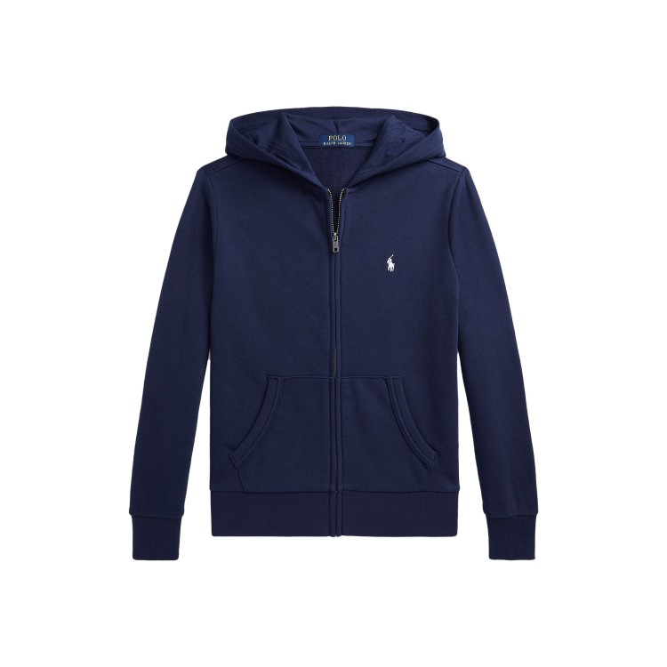 RALPH LAUREN Felpa blu full zip con cappuccio bambini