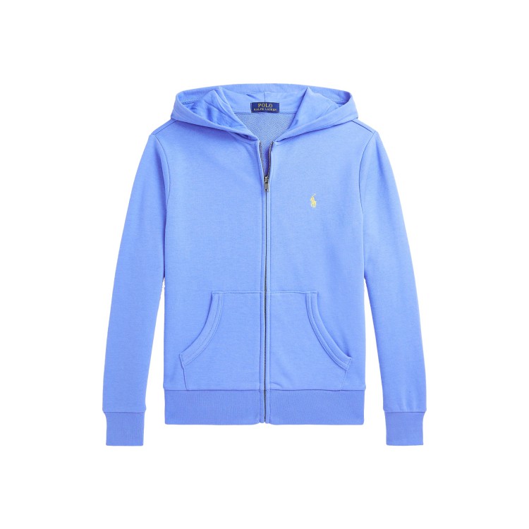 RALPH LAUREN Felpa azzurra full zip con cappuccio bambini