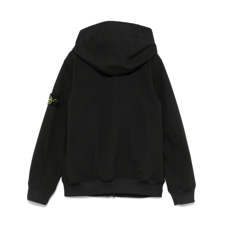 STONE ISLAND Giacca nera full zip con cappuccio bambini