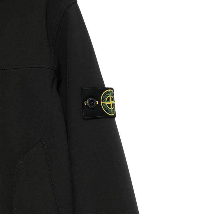 STONE ISLAND Giacca nera full zip con cappuccio bambini