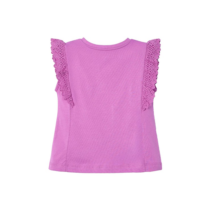 MAYORAL T-shirt rosa con maniche a balze bambina