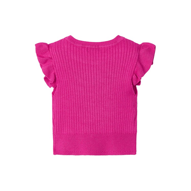 MAYORAL Top fucsia a costine maniche volant bambina