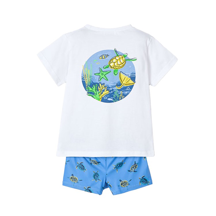 MAYORAL Completo blu e bianco t-shirt e costume bambino