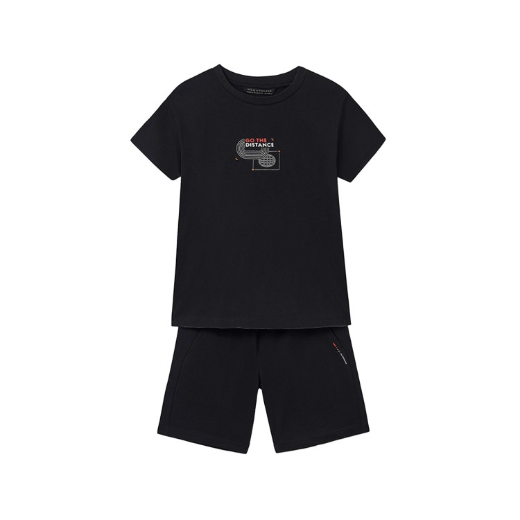 MAYORAL Completo nero t-shirt e shorts bambino