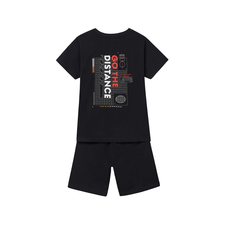 MAYORAL Completo nero t-shirt e shorts bambino