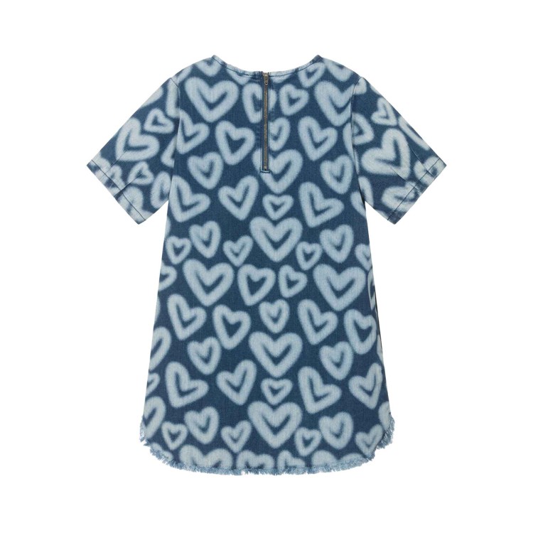 STELLA McCARTNEY Abito in denim con cuori bianchi bambina