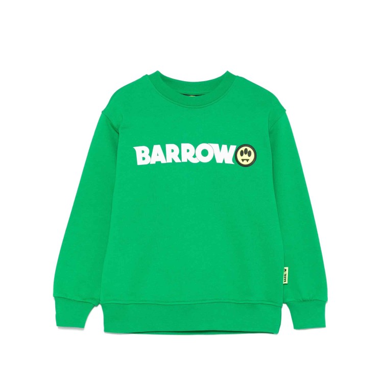 BARROW Felpa verde girocollo con stampa logo bambini