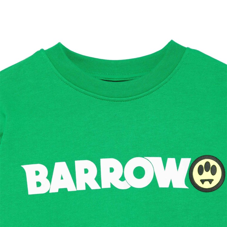 BARROW Felpa verde girocollo con stampa logo bambini